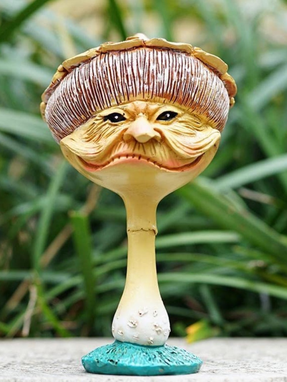 Whimsical Mushroom Face Figurine for Fairy Garden, New